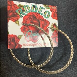 Rodeo Quincy NWT faux silver hoop earrings. Braided. 2 1/4 inches across.